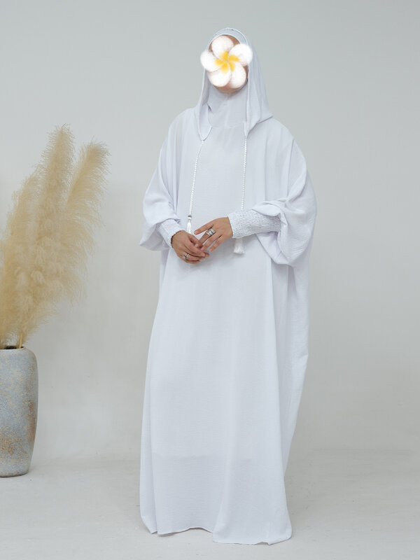 Eid sukienka muzułmańska dla kobiet Eid Abaya Morocco Ramadan Jilbab sukienki modlitewne z kapturem Vestido Kaftan Islam Dubai Arab długa suknia 2024
