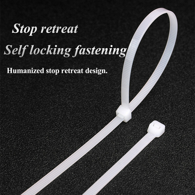 Cavo Cravatte autobloccante In Nylon Cable Ties Zip 100pcs di Plastica Colorata Cavo Zip Tie Wrap BundleTies bianco