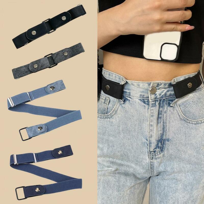 Women Men Jeans Belt Adjustable Elastic Anti-break Stainless Buckle Pants Belt Unisex Waist Strap Pants Belt Clothes Accessory