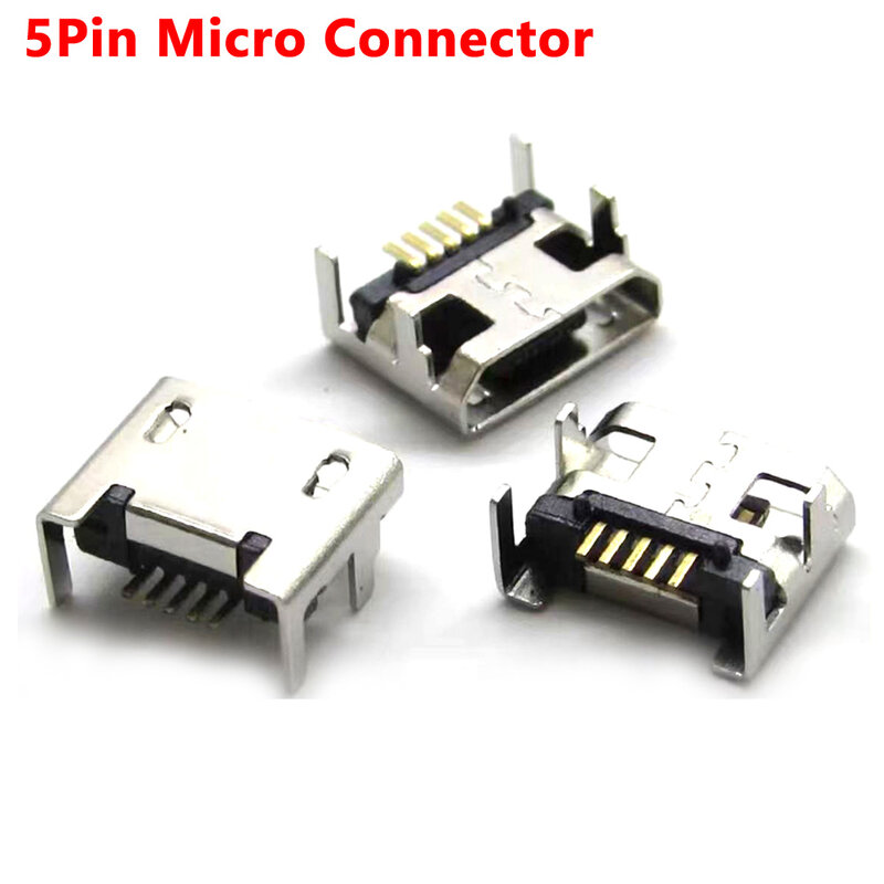 1 Buah Konektor USB Mikro Tipe B Jack Perempuan 5Pin Ping Panjang 4 Kaki DIP Mulut Lurus UNTUK PCB Konektor Antarmuka Mesin Pintar