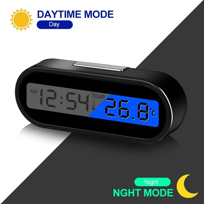 Car Clock Time Watch Mini Electronic Auto Clocks Luminous Interior Thermometer LCD Backlight Digital Display Car Accessories