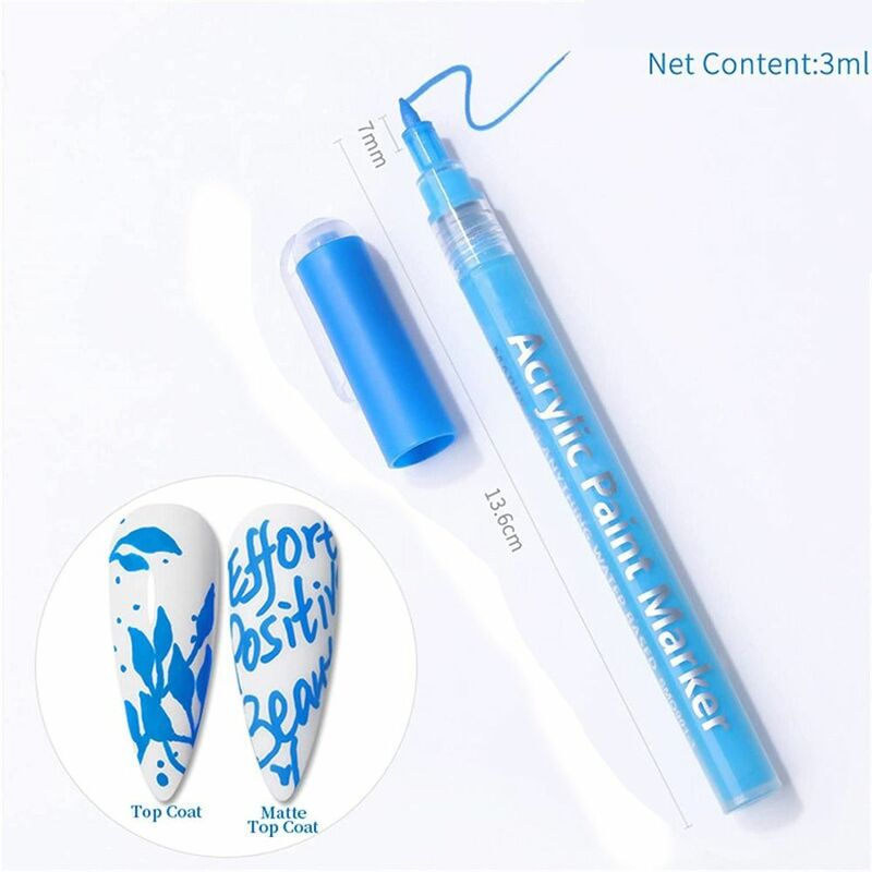Colorful Nail Polish Pen Quick Dry 3ml Nail Art Drawing Pen Waterproof Long Lasting Lines Painting Pen for Painting Nails DIY