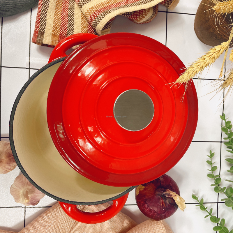 Высококачественный набор посуды из 10 предметов из красного эмалированного чугуна с антипригарным покрытием