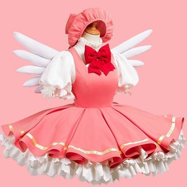 Vestido de princesa Sakura para mujer, traje de Cosplay, Captor de Tarjeta rosa, Sakura Kinomoto, Lolita, fiesta