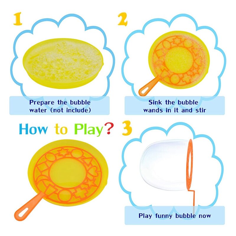 15PCS Big Bubbles Wand Kit for Kids Creative Bubble Making Toy Colorful Bubble for Outdoor Activity & Party
