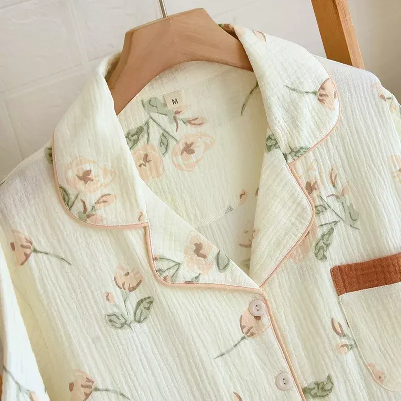 Pigiama da donna in puro cotone Set rosa stampa floreale abiti da casa pigiama pigiama manica corta 2023 estate nuovo 2 pezzi pigiameria