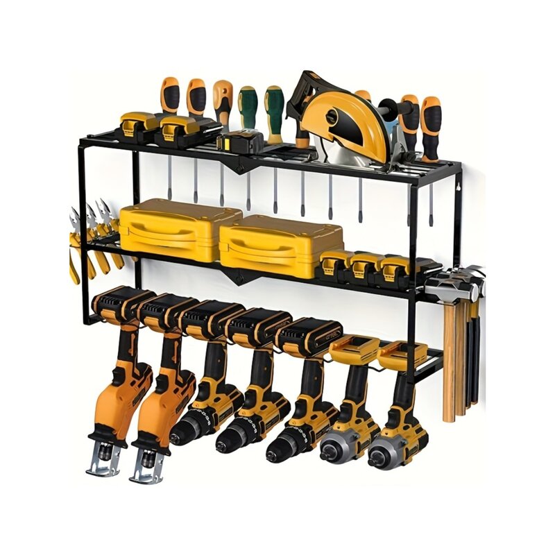 1pc Drill Holder Wall Mount, Heavy Duty Floating Metal Tool Shelf Storage Rack, For Garage Organization & Power Tool Organizers