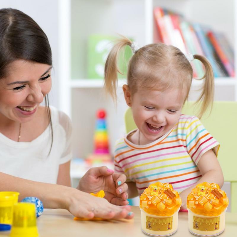 Brinquedos Antistress para Crianças, Argilas DIY Brinquedo Macio, Design Honey Bear, Argila de Modelagem de Lama, Argila Colorida