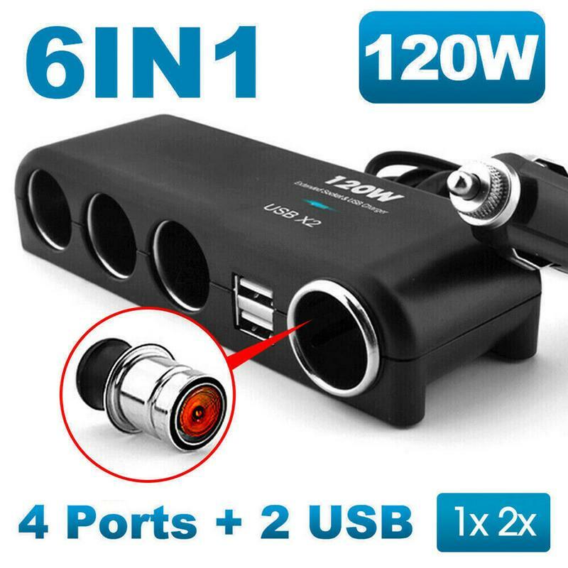 4in 1 Car Charger Adapter Cigarette Lighter Multi Socket Car Cigarette Lighter Socket Splitter Auto Power Distributor Adapter