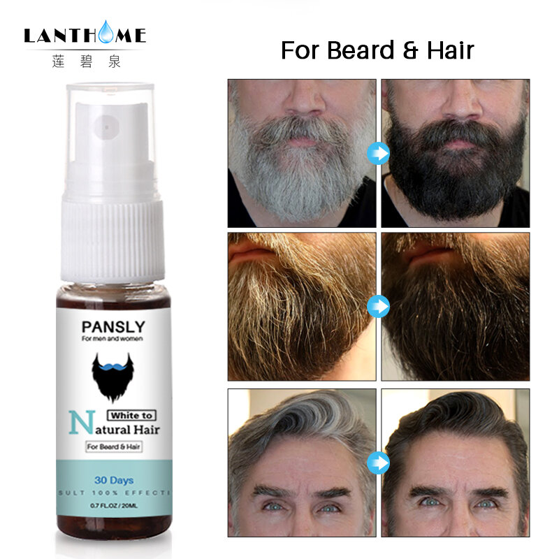 PANSLY – Spray magique pour traitement des cheveux blancs, à base de plantes, pour changer les cheveux blancs, gris et noirs de façon permanente en 30 jours, 20ML