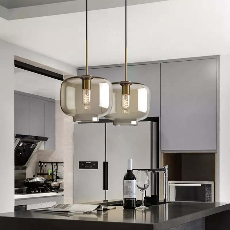 Modern LED  Dining Table Bedroom Bedside Glass Lustre Pendant Lamp Industrial Indoor Lighting Decor Fixture Loft Hanging Light