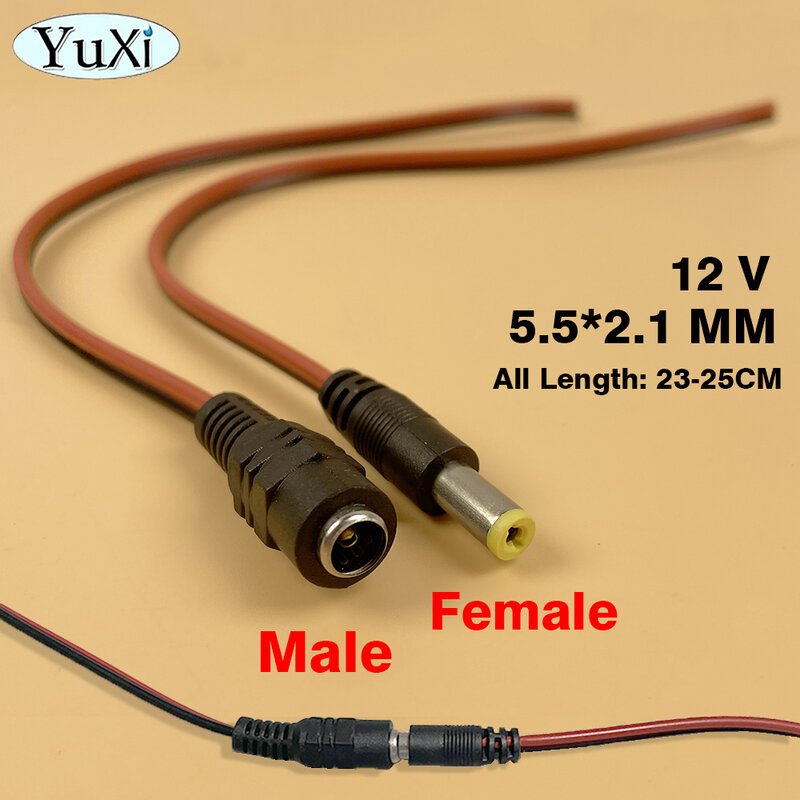 5 Stuks 2.1X5.5 Mm 12V Dc Power Pigtail Kabel Jack Mannelijke Vrouwelijke Stekker Voor Cctv Camera Connector Staart Verlengkabel Dc Draad Kabels