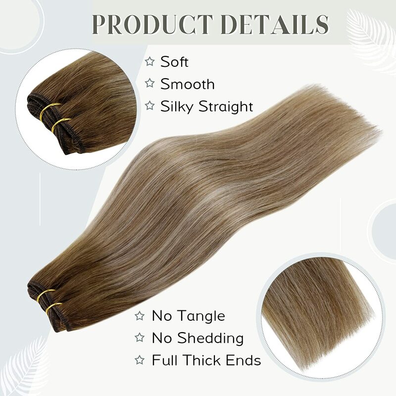 Moresoo Human Hair Wefts Brazilian Hair Extensions Remy Hair Weaves 100G Natural Straight Double Sided Sew in Bundles for Women