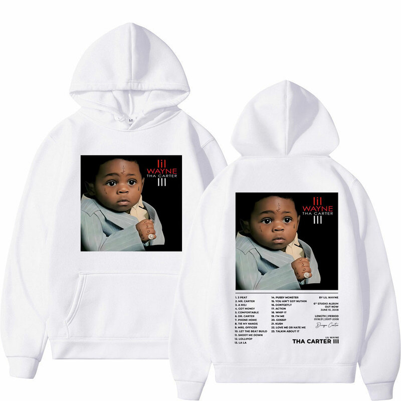 Hot Rapper Lil Wayne Double Sided Album Graphic Hoodie Trend Hip Hop Rap Hooded Sweatshirt Unisex High Quality Fashion Pullovers