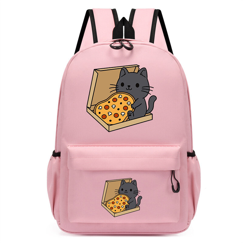 Детский школьный ранец с мультипликационным рисунком кошки пиццы для подростков милый школьный ранец для детского сада сумка для аниме книг сумка с животными для мальчиков девочек