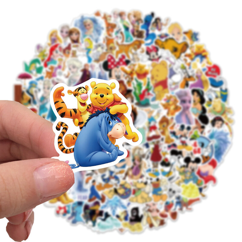 Disney-pegatinas de Stitch de dibujos animados para niños, calcomanías de Mickey para manualidades, pegatinas impermeables para ordenador portátil, equipaje, teléfono y motocicleta, 50/100 piezas