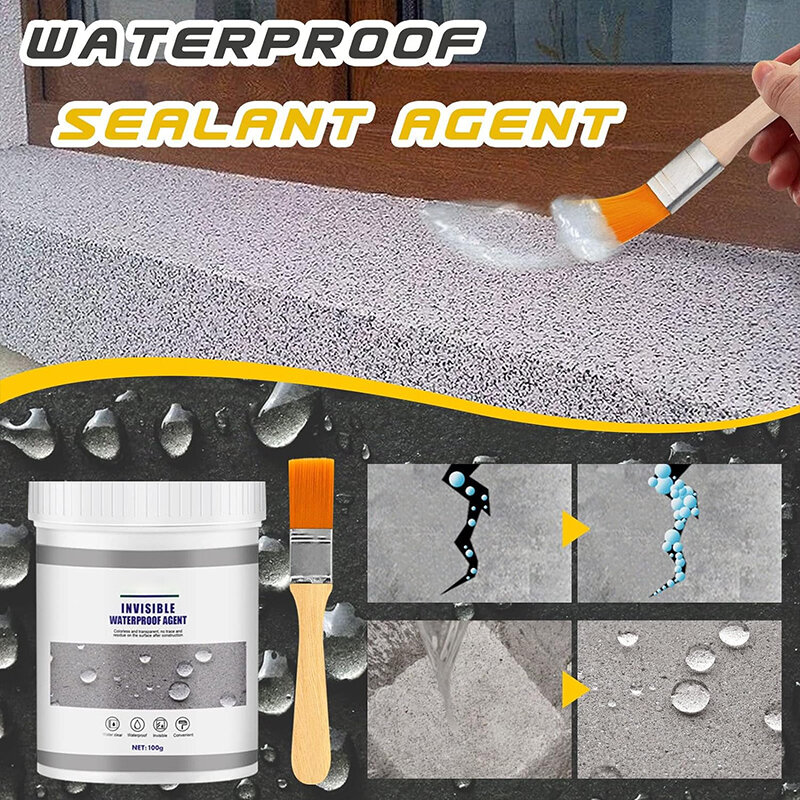 Waterproof Coating Sealant Agent Invisible Paste Glue With Brush Repair Home Roof Transparent Bathroom Antileak Glue 30/100/300g
