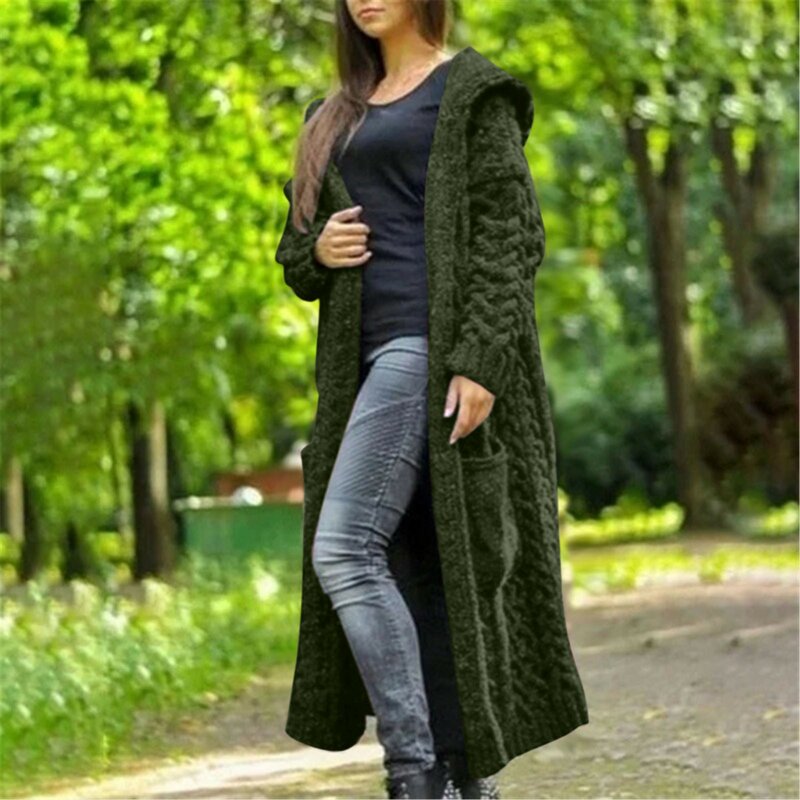 Cardigan en coton haut et bas pour femme, manteau décontracté, haut ouvert sur le devant, chandails monochromes avec poche, hiver
