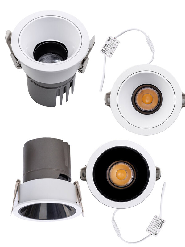 Spot Lumineux LED Encastrable en Aluminium avec Technologie COB, Éclairage d'Nik, Lumière à Intensité Réglable, Idéal pour un Plafond, ou comme Décoration de Vitrine, 5/10W, 110/220V, 24 Résistants