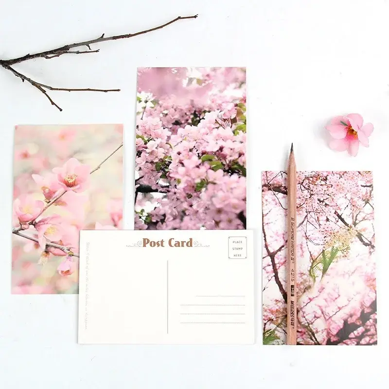 Tarjetas postales en caja, una variedad de tarjetas de bendición, tarjetas de felicitación, creativas, pequeñas y frescas, papel de carta de arte, 30 hojas