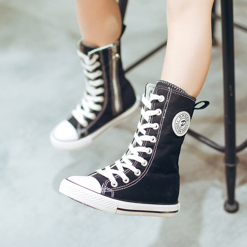 Scarpe per bambini Sneakers per bambini scarpe di tela classiche alte scarpe da ginnastica per ragazzo studente scarpe da ragazza primavera autunno nero bianco moda