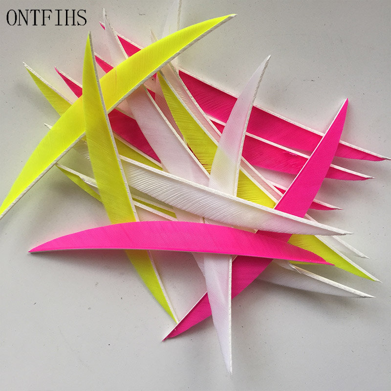 ONTFIHS-plumas de flecha para tiro con arco, accesorios tradicionales con forma de plátano, 5 pulgadas, 50 piezas