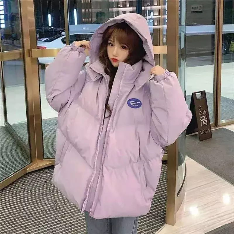 Jaqueta solta de algodão acolchoada para mulheres, casaco de maré de inverno, roupa acolchoada, versão coreana, roupa nova de pão