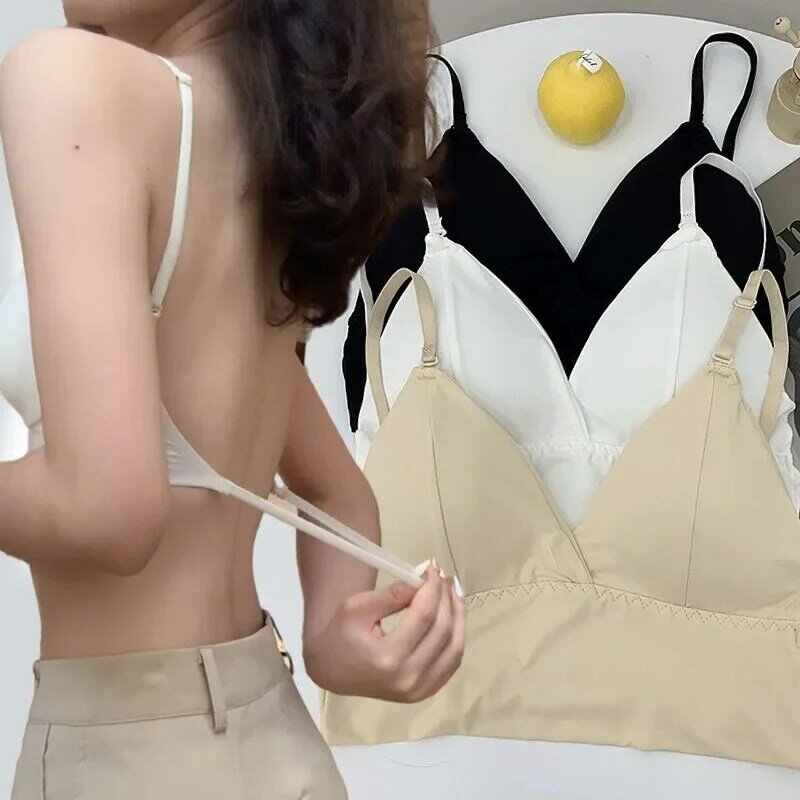 Sexy Women Lingerie Backless Bras Invisible Underwear Deep V Low Cut Push Up Bra Intimates Female Breathable Bralette Thin Bras