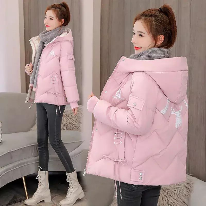 2021 baru Parka wanita mantel musim dingin berkerudung tebal hangat bawah jaket katun longgar Parka jaket katun pakaian luar ukuran besar 2XL