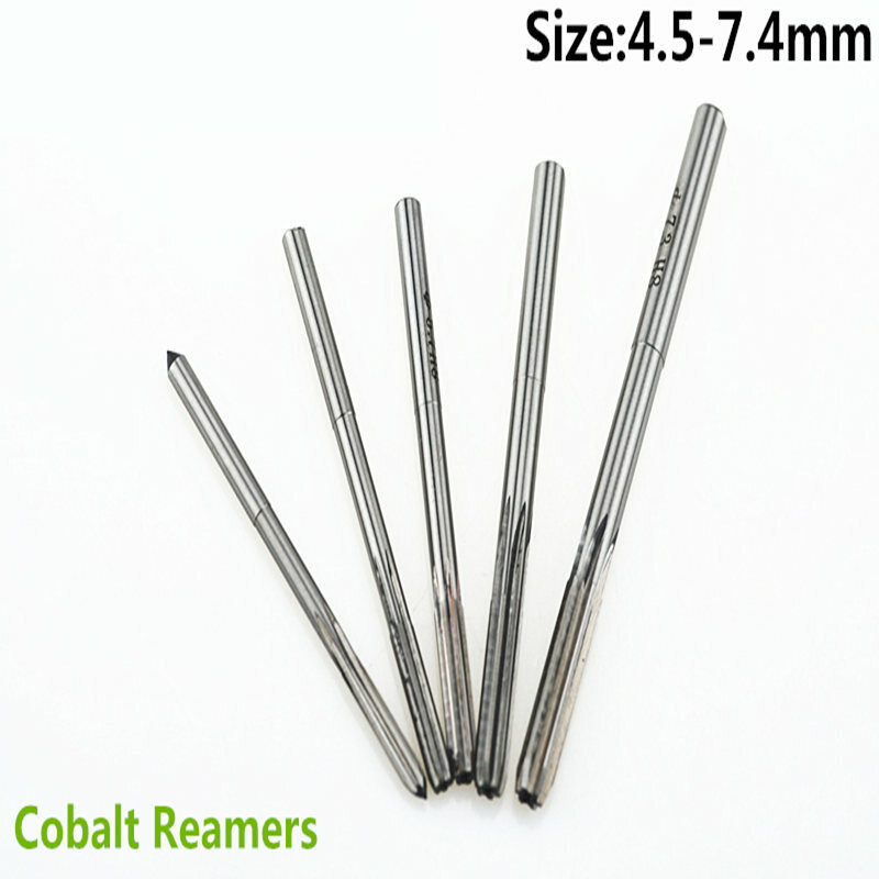 Jrealmer Optional 4.5-7.4mm H8 Chucking Cobalt M35 Reamers H8 Machine Reamer High Speed Steel Rotating Tools Straight Shank