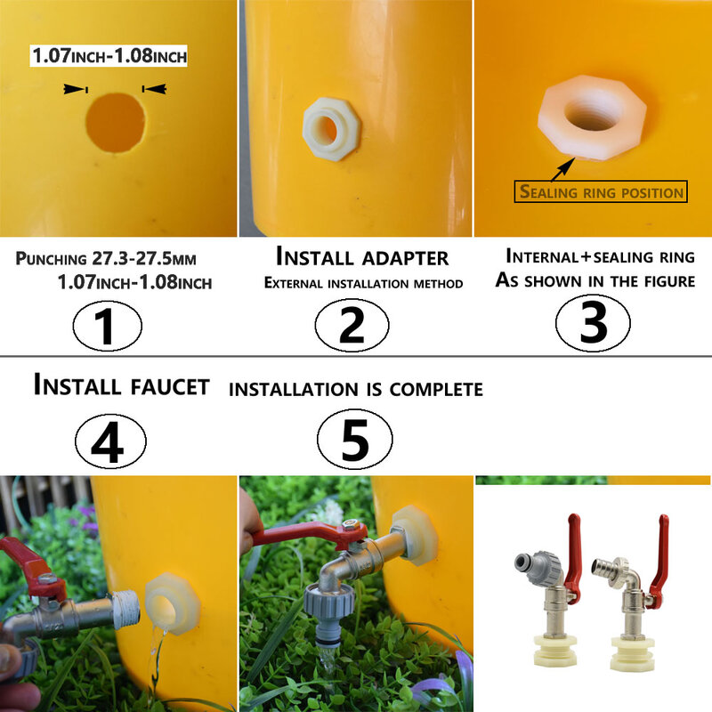IBC Tank Tap Adapter Nipple S60X6 Thread 15mm Garden Hose Quick Connect Faucet Alloy Tank 1000 Liter IBC Tank Valve Fitting