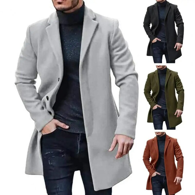 Giacca sportiva da uomo morbida cappotto da uomo tinta unita manica lunga con risvolto cappotto Casual giacca ampia per autunno inverno per uomo
