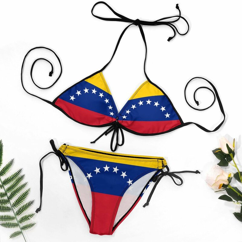 Biquíni Gráfico Feminino, Fato de Banho Gráfico, Legal, Exótico, Bandeira da Venezuela, Bandera, Venezolana, Peruano, Alta Qualidade, Vac