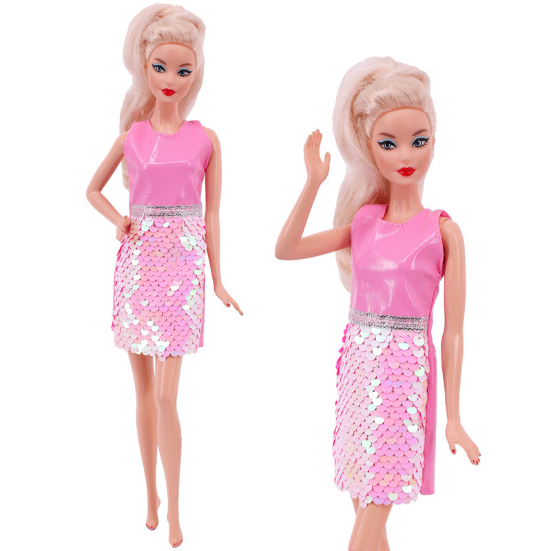 Pop Doll Party ropa de lentejuelas de cuero, accesorios de falda para muñecas Barbiees de 11,5 pulgadas y muñeca Bjd Blyth, vestido brillante, juguetes para niñas