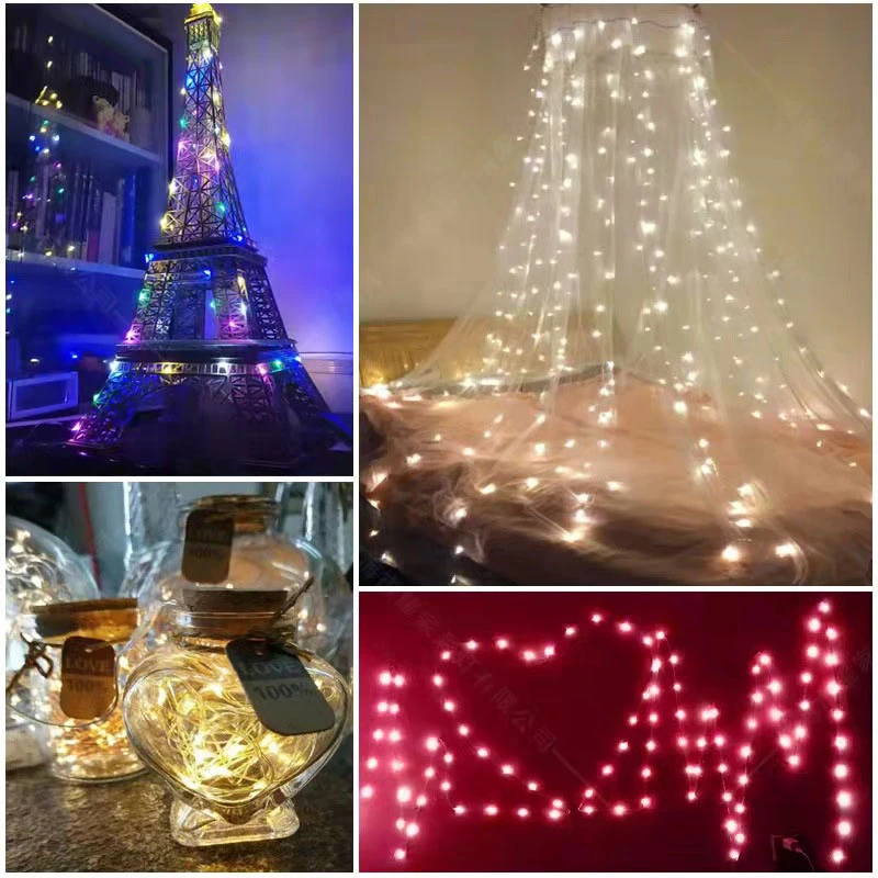 Guirxiété lumineuse LED alimentée par batterie, USB, nickel é, guirxiété lumineuse, fête de mariage, jardin, décoration d'arbre de Noël, 3m, 5m, 10m, 20m
