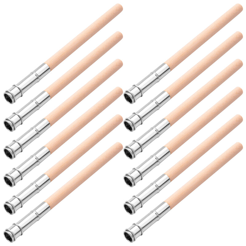 12 buah pensil kayu extender pensil seni pemanjang krayon ekstensi dengan pegangan aluminium untuk perlengkapan kantor sekolah