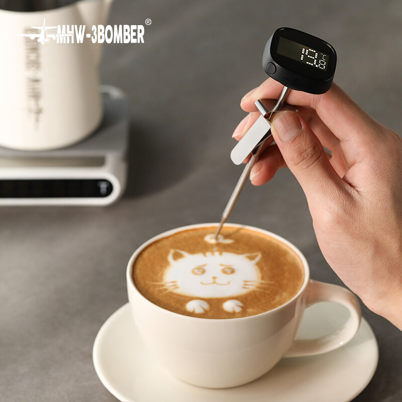 MHW-3BOMBER Digital Instant Read Coffee Thermometer for Latte Art Pen Milk Frothing Pitcher Chic Home Barista Kitchen Accessorie