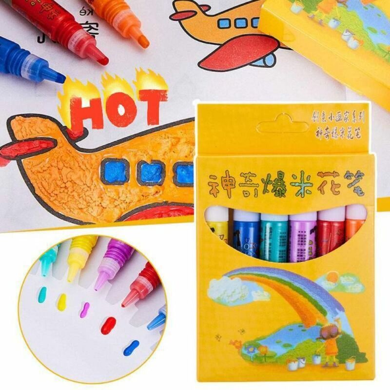 어린이 DIY 장난감 매직 팝콘 펜, 새로운 재미 확장, 푹신한 아트 펜, 3D 아트, DIY 펜, 6 개