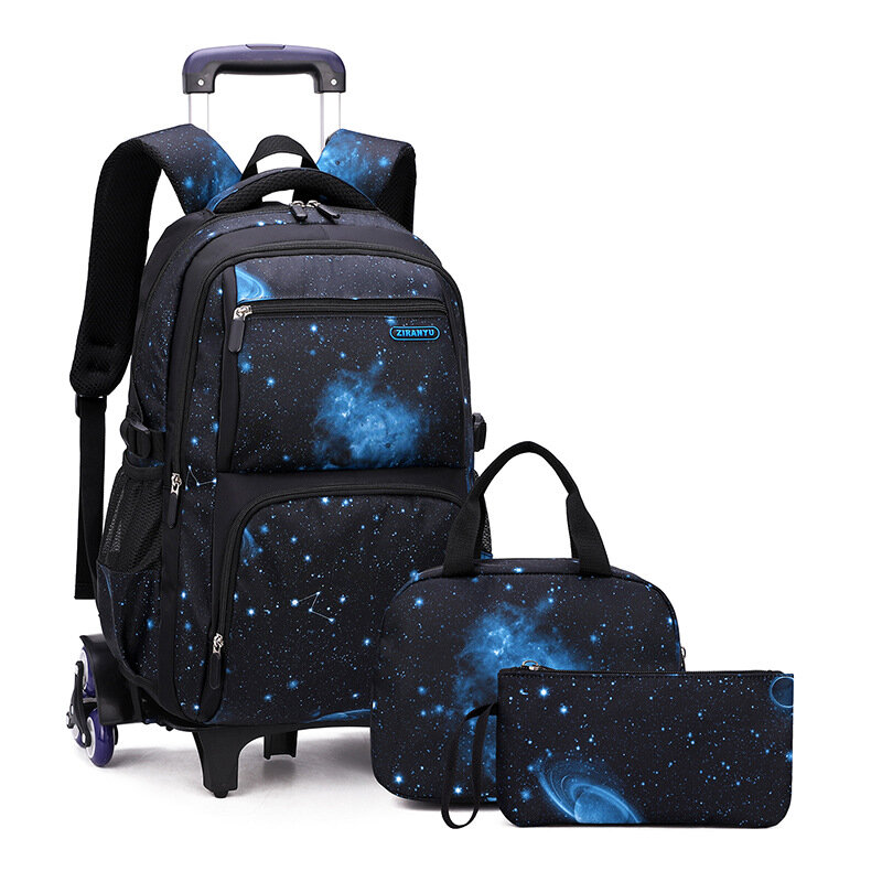 Carry On Kids' Luggage Primary Junior High School Bag Rolling Backpack for Boys Wheeled Bag with Lunch Box Trolley School Bags