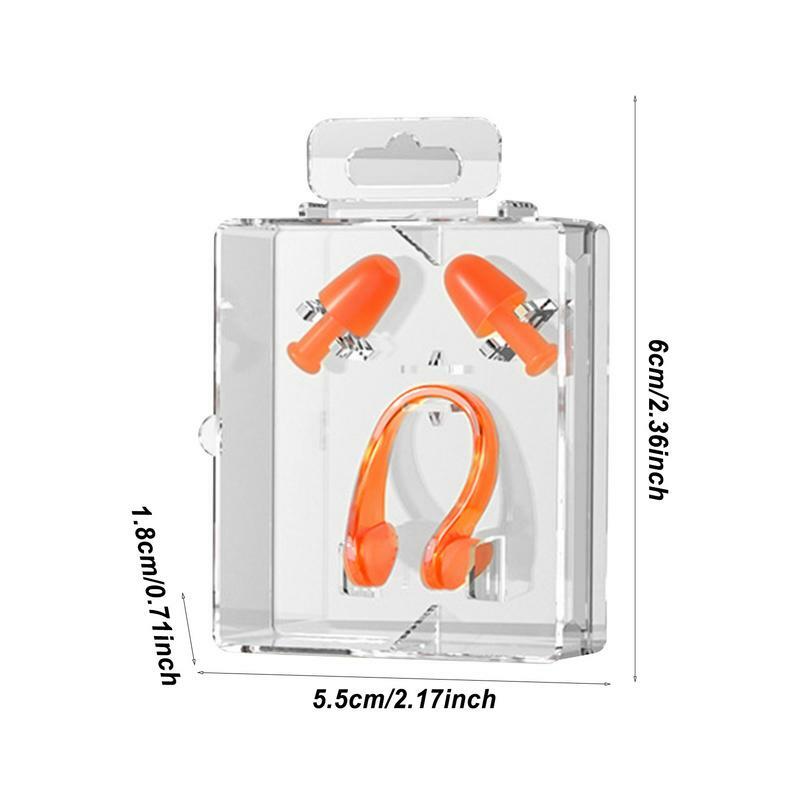 Swimming Earplugs Nose Clip Plugs Ear & Nose Protector Box Package Soft Reusable Upgraded Waterproof Silicone Ear Plugs Nose
