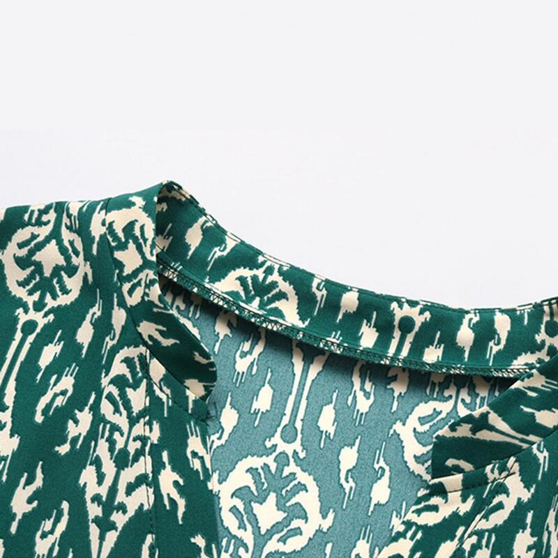 Camisa de verano con estampado étnico para mujer, Jersey holgado con mangas de murciélago y cuello en V, estilo informal