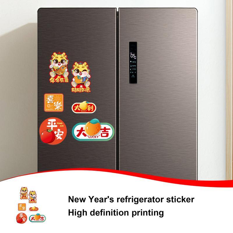 Chinese Lente Festival Decoratieve Magnetische Sticker Gelukkig Nieuwjaar Magneten Voor Koelkast 2024 Chinees Nieuwjaar