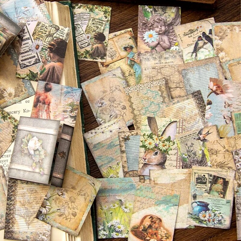 Mr. Paper-Mini livre en papier floral vintage, papier cartonné de collage décoratif, manuel de bricolage créatif, 60 pièces/livre