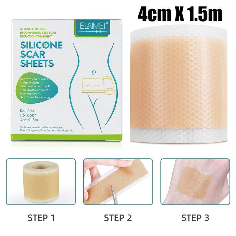 4cmx150cm Silicone Scar Sheet Painless Scar Repair Tape Roll Effective Scar Removal Strip for C-Section Keloid Surgery Burn Acne