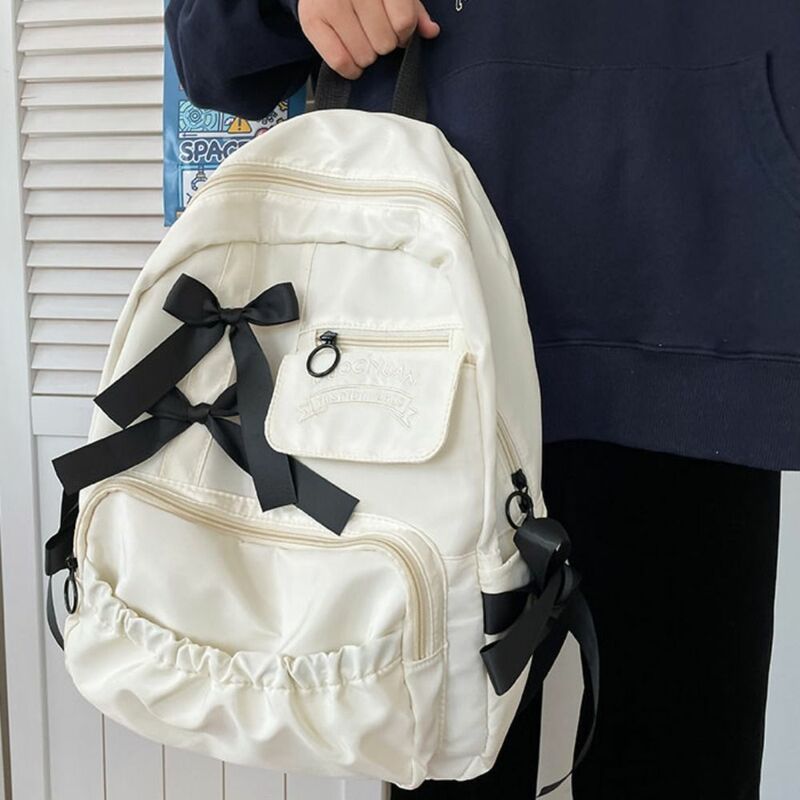 Płócienna plecak z kokardą kreatywna szkolna torba szkolna o dużej pojemności z kwiatem torba podróżna na płótnie torba na ramię nastolatka