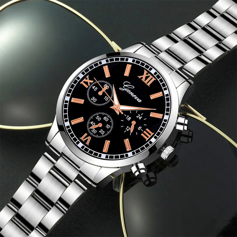 3ชิ้นชุดแฟชั่นนาฬิกาธุรกิจสำหรับผู้ชายสร้อยข้อมือเงินแบบลำลองสร้อยคอสแตนเลสนาฬิกาข้อมือควอตซ์ relogio masculino