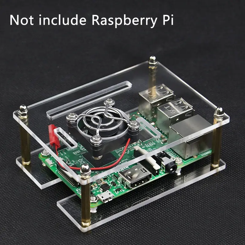 Carcasa de acrílico transparente para Raspberry Pi 4, cubierta de ventilador de refrigeración de 1-10 capas, modelo B/3B Plus/3B