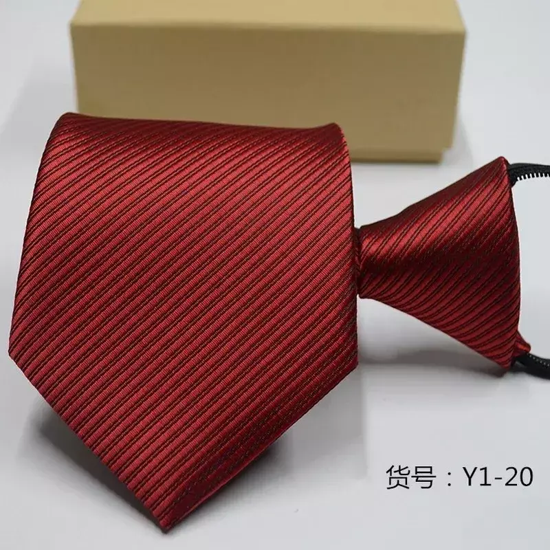 Cravates à glissière décontractées pour hommes, chemise formelle professionnelle, fermeture éclair paresseuse, rayures d'affaires, cravates à flèche