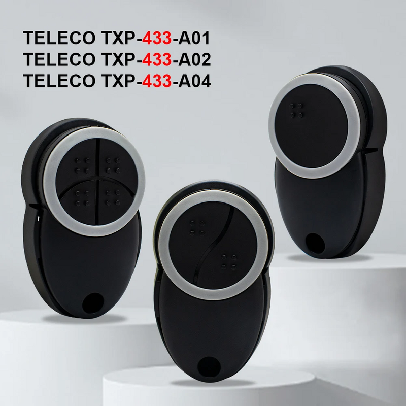 TELECO TXP-433-A01 TXP-433-A02 TXP-433-A04 차고 문짝 리모컨, 롤링 코드 문짝 명령 컨트롤러, 433.92MHz, 3 개