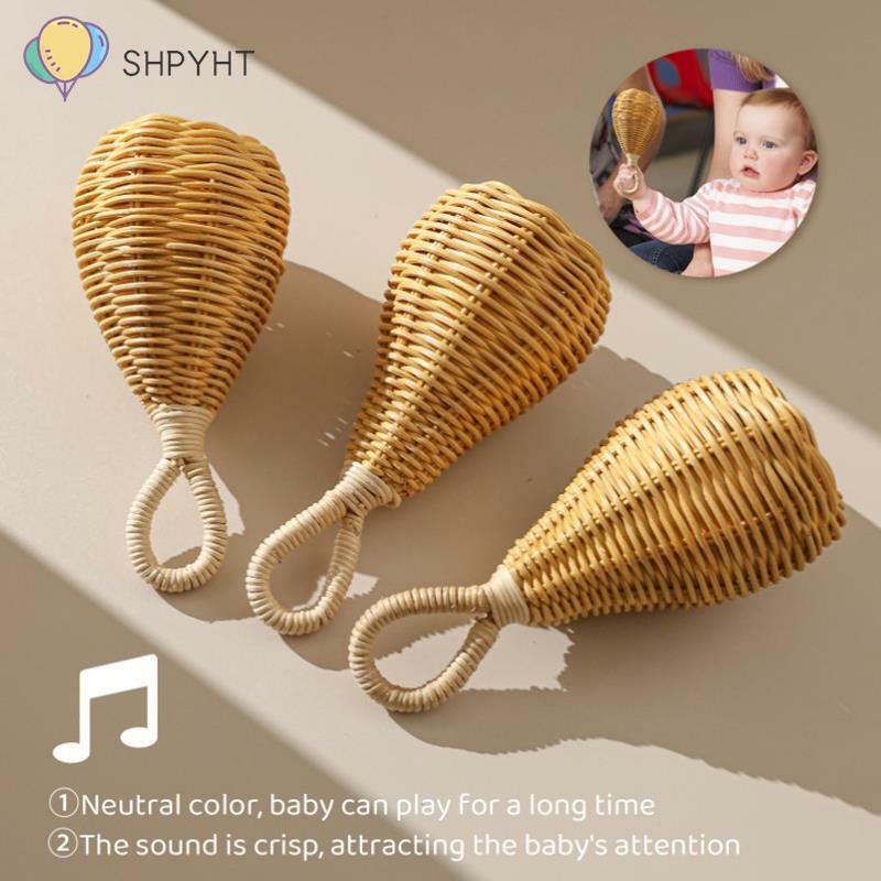 1Pc Handmade Rattan Rattles Educational Toys for Kids Crib Mobile Hand Bell Infant Sensory Toy Baby Accessories